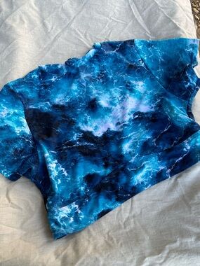 Women’s ocean digital photo print Rashie crop rash guard XL